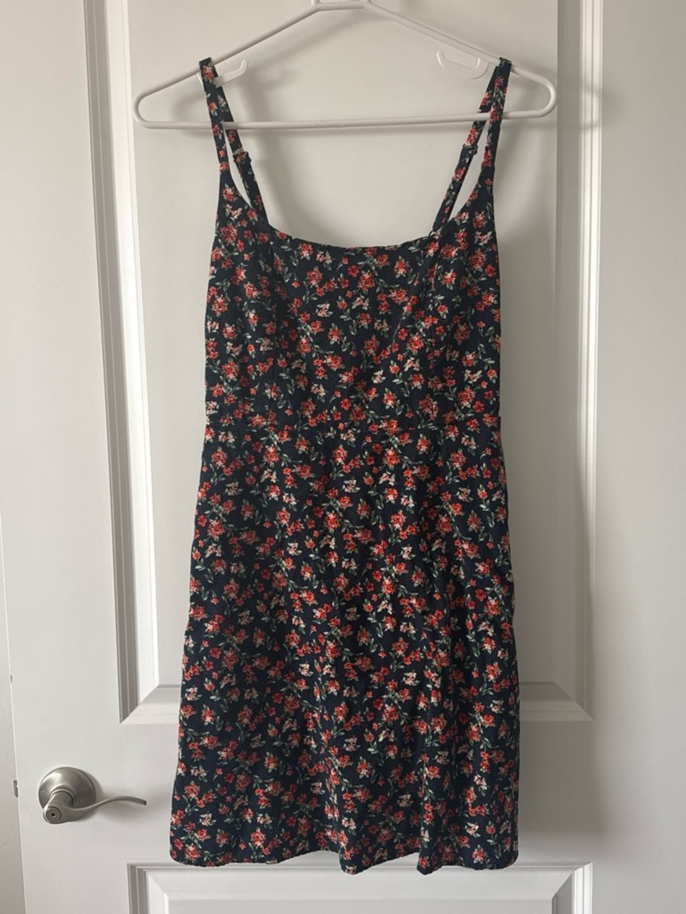 Old Navy Black Mini Dress with Red Floral Print